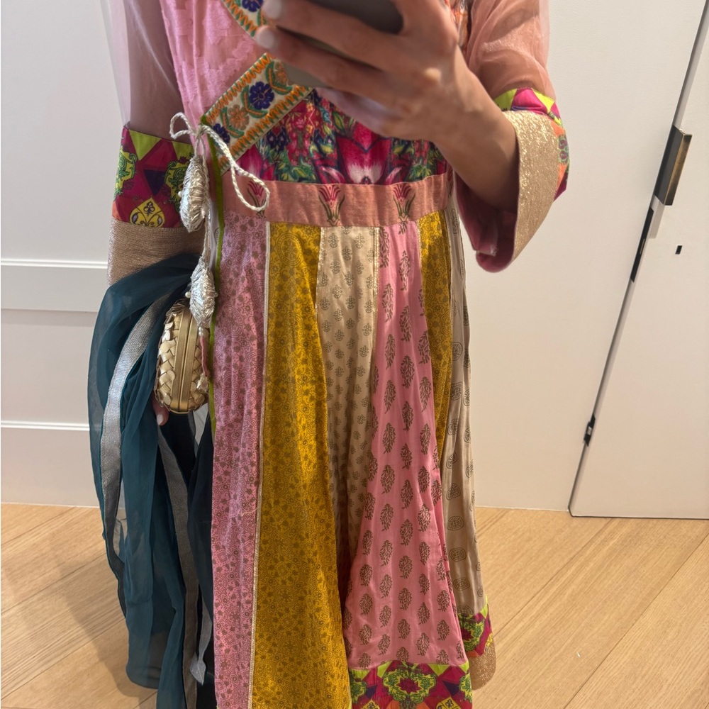 Multicolor Anarkali with Gotta Patti Work and Organza Dupatta - Picture 2 of 6